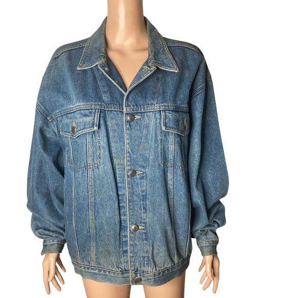 Vintage 90s Bugle Boy Denim Jacket Mens Medium Blue Trucker - Picture 5 of 10